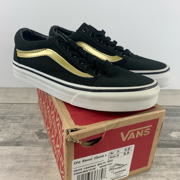 vans shoes black and gold